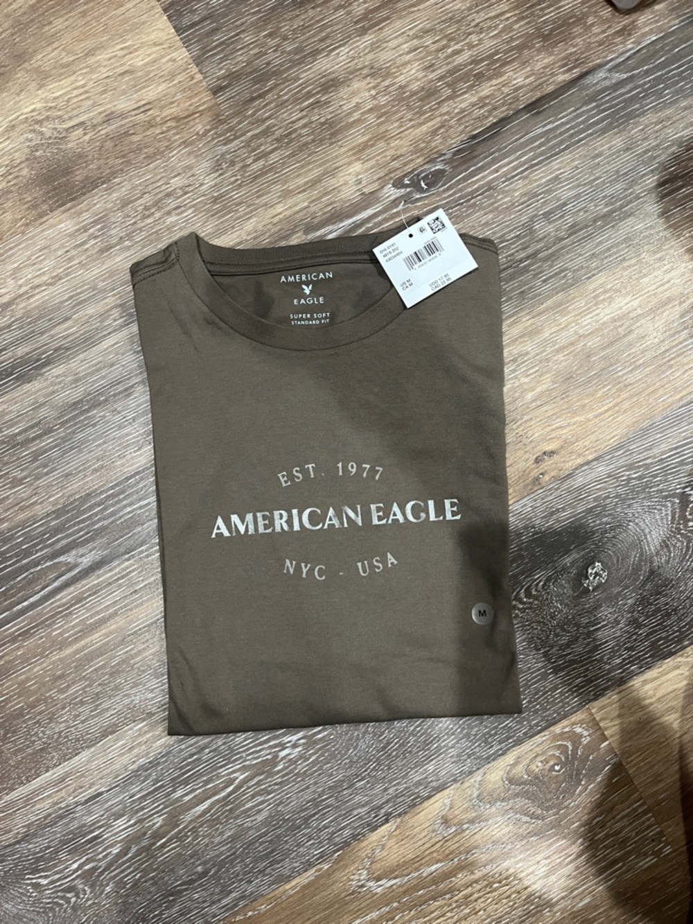 American Eagle Outfitters Men’s Olive Green Logo Crewneck T-Shirt